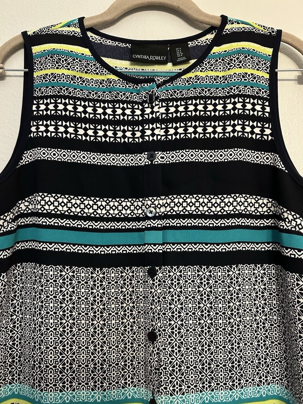 y2k artsy geometric dress stripes tribal Aztec boho teacher 90s style buttons 4
